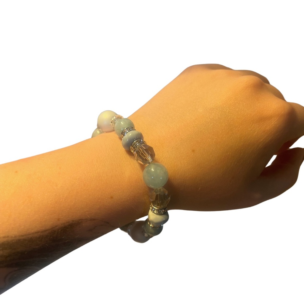 Rare Hillberg & Berk light Blue crystal stretch bracelet